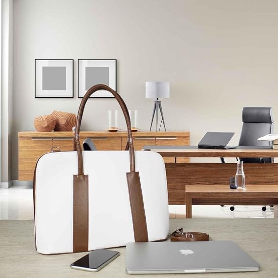 Bolsa Pasta para Notebook Feminina Executiva FM Farmel 15,6 Polegadas Branco Prada - Imagem 6