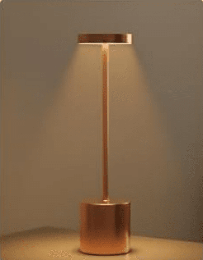 Luminária de Mesa LED Touch Rose Gold recarregável sem fio com 3 cores de luz e intensidade ajustável