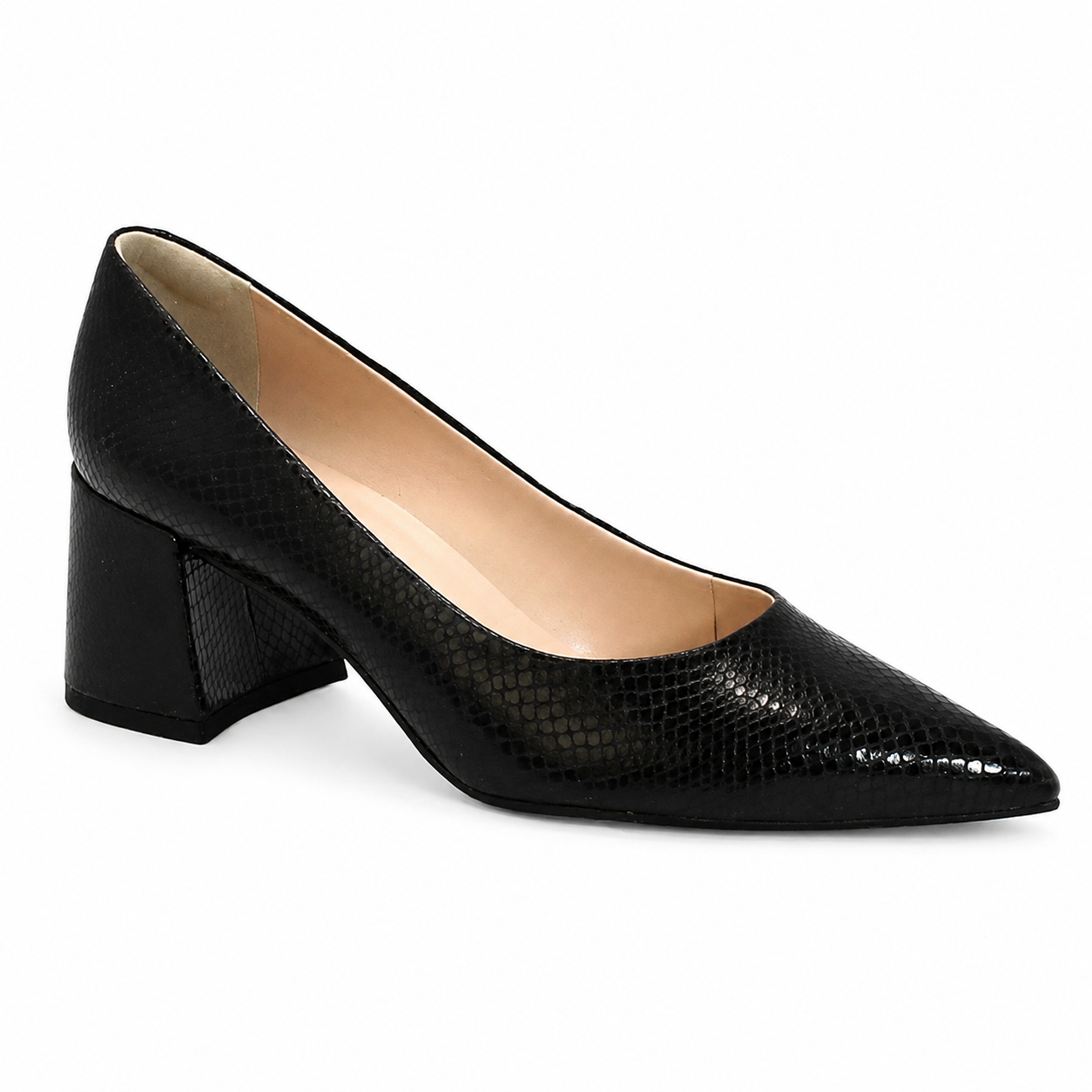 Scarpin Clássico Polo London Club em Couro Comfort Salto Médio Bloco Feminino
