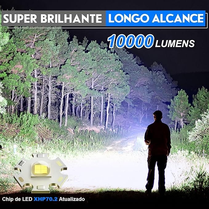 Lanterna LED Recarregável 10000 Lumens Goreit XHP70.2 USB - Imagem 7