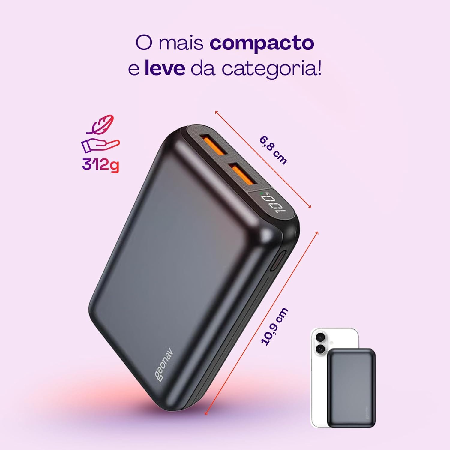 Geonav Power Bank 20.000mAh USB-C PD 20W e Quick Charge 18W - Imagem 8