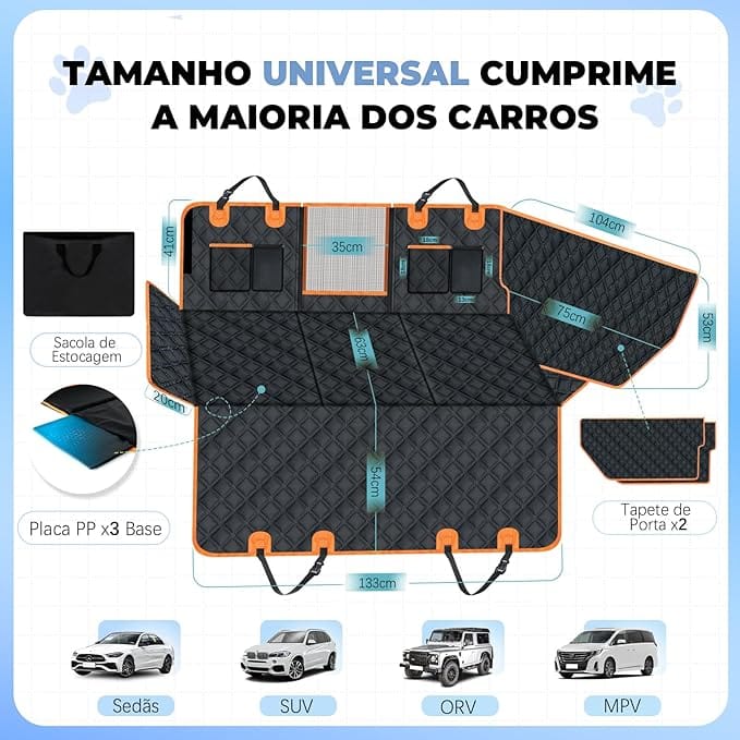 Capa Protetora para Banco Traseiro de Carro para Pets Impermeável com Proteção de Portas - Imagem 2