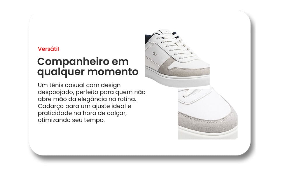 Tênis Sapatênis Masculino Sandrini Evoke Lite Branco, Cinza e Marinho – Casual, Confortável e Versátil - Imagem 2