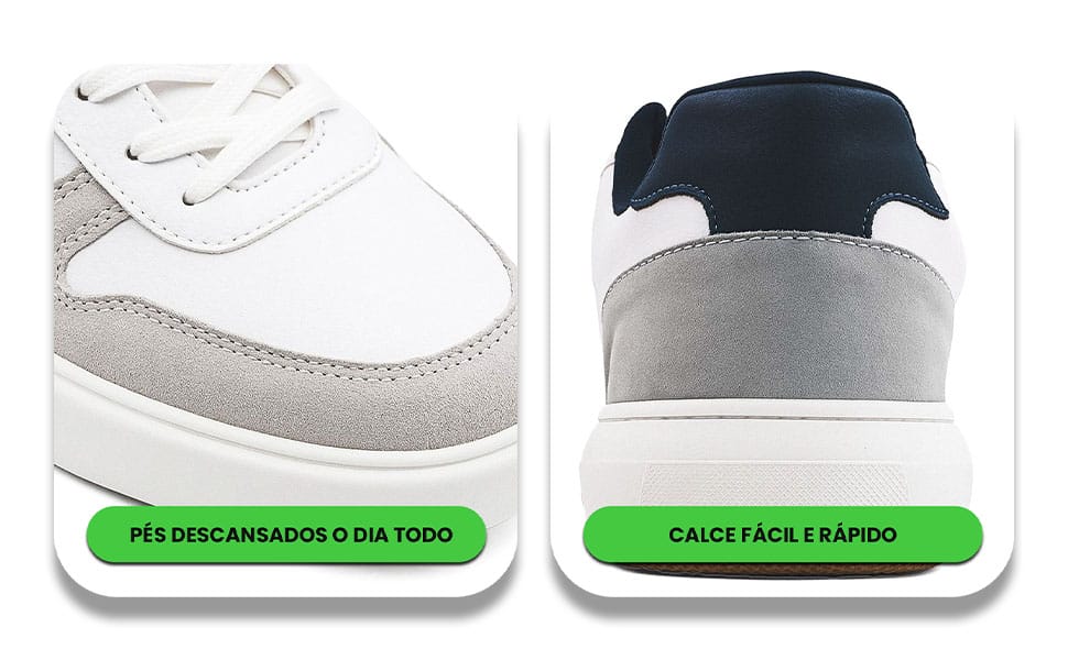 Tênis Sapatênis Masculino Sandrini Evoke Lite Branco, Cinza e Marinho – Casual, Confortável e Versátil - Imagem 4