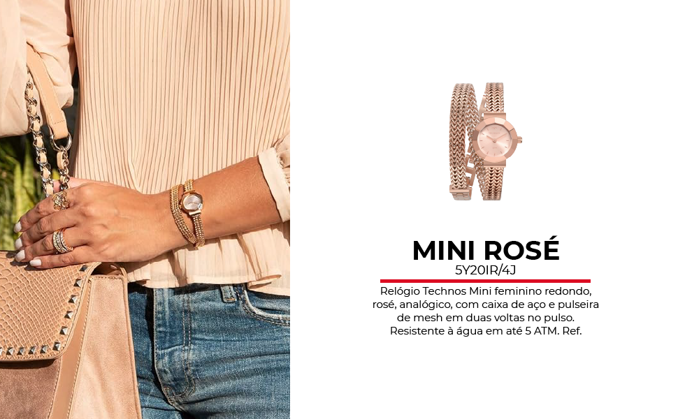 Relógio Technos Feminino Mini Rosé 5Y20IR/4J: elegância delicada e sofisticação em acabamento rosé - Imagem 2