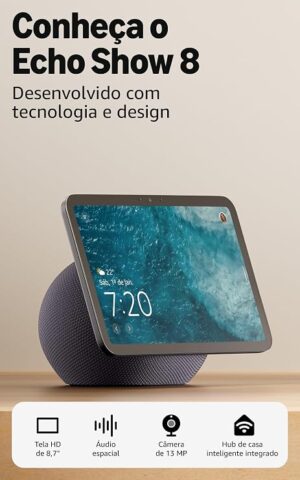 Amazon Echo Show 8 Geração Mais Recente com Alexa, tela HD 8,7 polegadas e áudio espacial