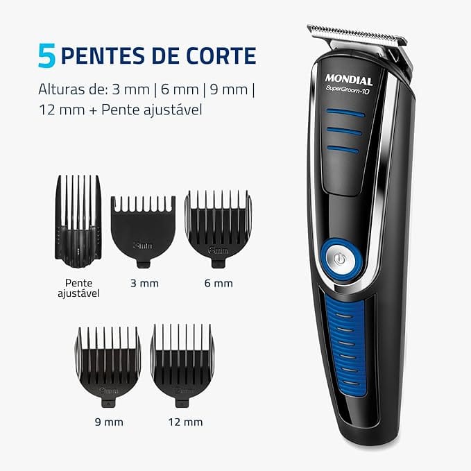 Aparador de Pelos Mondial Super Groom 10 BG-03 Bivolt com 10 Acessórios - Imagem 8