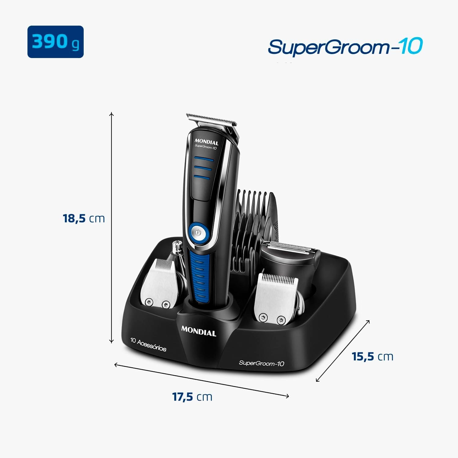Aparador de Pelos Mondial Super Groom 10 BG-03 Bivolt com 10 Acessórios - Imagem 5