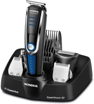 Aparador de Pelos Mondial Super Groom 10 com 10 acessórios e base organizadora