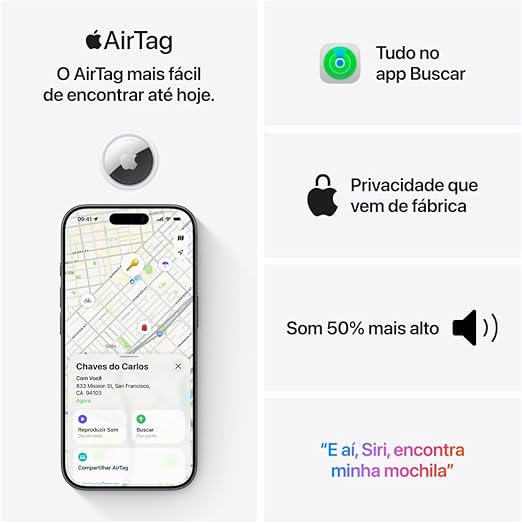 Apple AirTag (2ª Geração) Localizador Inteligente Bluetooth para Chaves, Mochilas, Bagagens e Objetos Pessoais - Imagem 3