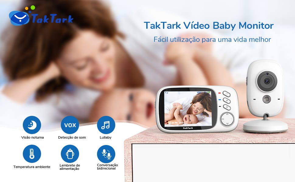 Babá Eletrônica TakTark com Tela 3.2" e Visão Noturna - Imagem 3
