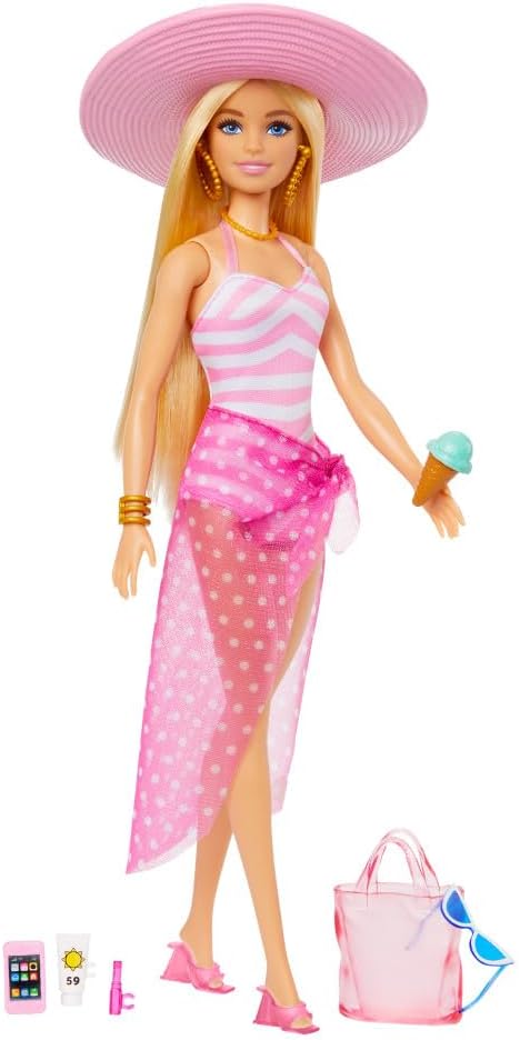 Boneca Barbie Fashion & Beauty Dia de Praia com Acessórios Mattel para Crianças a partir de 3 Anos - Imagem 4
