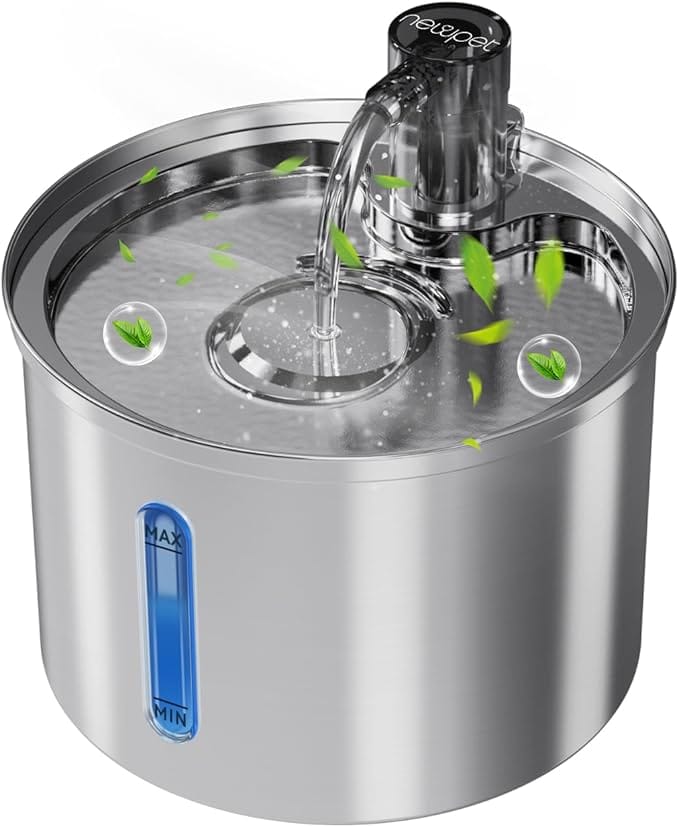 Bebedouro Fonte para Gatos Inox 3L automático silencioso com filtro avançado e reservatório em aço inox
