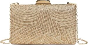 Bolsa Clutch Festa Dourada DAYSTAR com acabamento texturizado e corrente removível