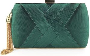 Bolsa Clutch Festa Verde DAYSTAR com textura woven e corrente removível