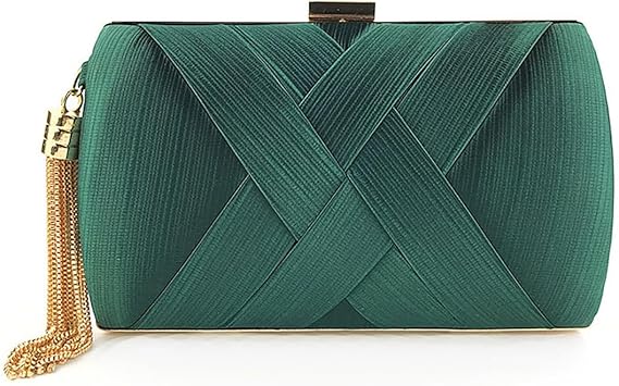 Bolsa Clutch Festa Verde DAYSTAR com textura woven e corrente removível