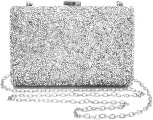 Bolsa Clutch Festa Feminina Prata Full Diamond DAYSTAR com acabamento brilhante