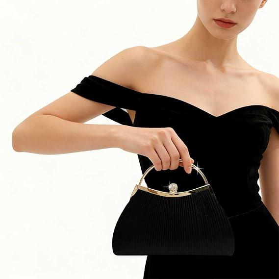 Bolsa Clutch Festa Feminina Preta Daystar com Alça Metálica e Corrente Removível - Imagem 5