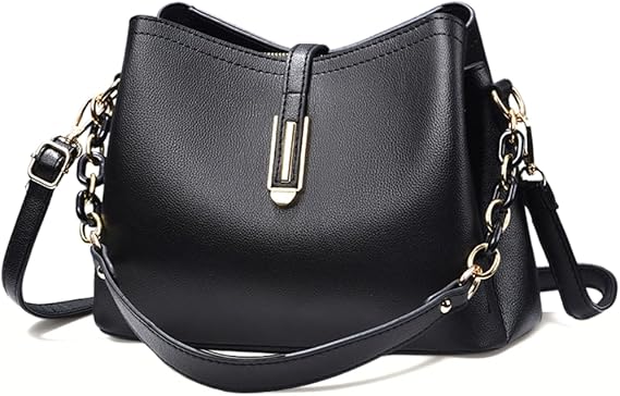 Bolsa Feminina ALWY Preta de Ombro e Transversal em couro sintético elegante