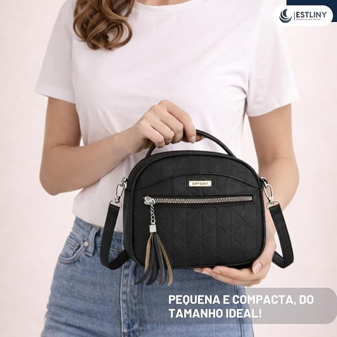 Bolsa Feminina Tiracolo Estilo Baú ESTLINY em Couro Sintético com Alça Ajustável - Imagem 8