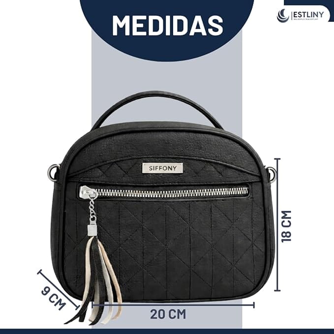 Bolsa Feminina Tiracolo Estilo Baú ESTLINY em Couro Sintético com Alça Ajustável - Imagem 4
