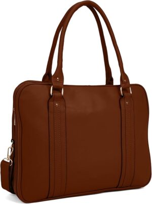 Bolsa Feminina Pasta Executiva Notebook em couro ecológico marrom para trabalho