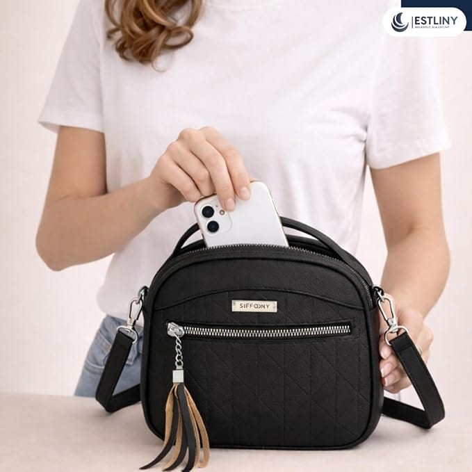 Bolsa Feminina Tiracolo Estilo Baú ESTLINY em Couro Sintético com Alça Ajustável - Imagem 6