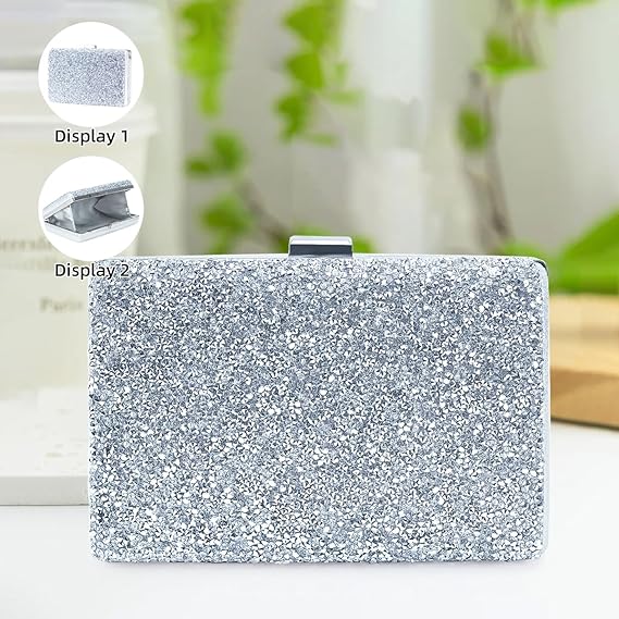 Bolsa Clutch Festa Feminina Prata Full Diamond DAYSTAR com Corrente Removível - Imagem 5