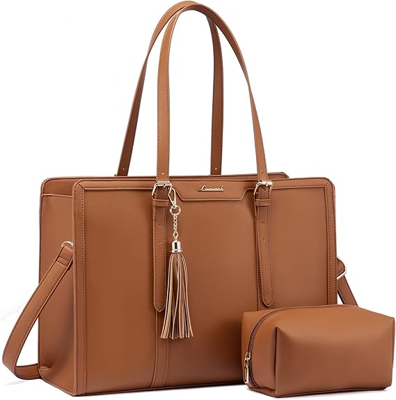 Bolsa LOVEVOOK Tote Feminina para Notebook 15,6 Polegadas marrom elegante