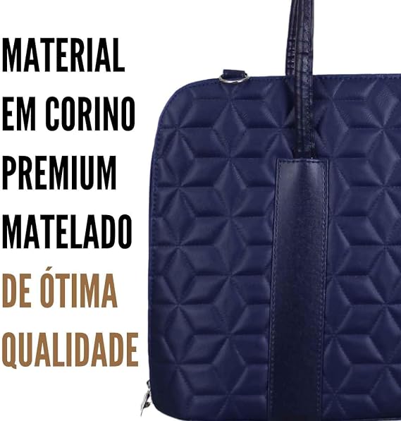 Bolsa Pasta Para Notebook Feminina FM Farmel Diamond Azul 15,6 Polegadas - Imagem 4