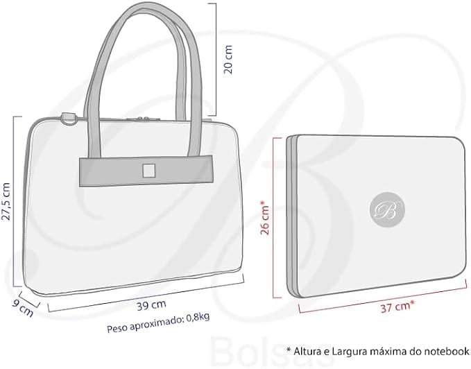 Bolsa Notebook Feminina Pasta Executiva Barbara & Ba Rose Riscadinho 15,6 Polegadas - Imagem 2
