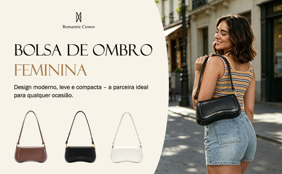 Bolsa de Ombro Feminina Romantic Crown Caramelo Elegante - Imagem 3