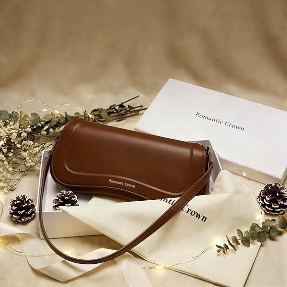 Bolsa de Ombro Feminina Romantic Crown Caramelo Elegante - Imagem 8