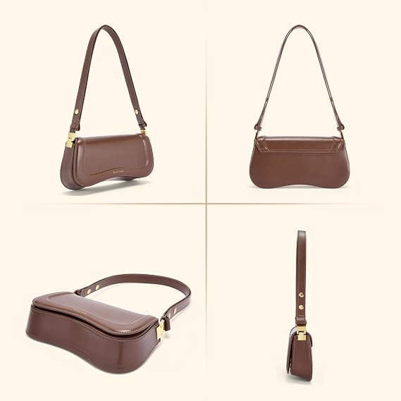 Bolsa de Ombro Feminina Romantic Crown Caramelo Elegante - Imagem 4