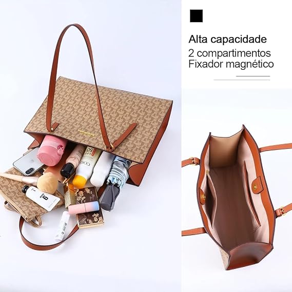 Bolsa Tote Romantic Crown Feminina Grande Estampada para Notebook e Trabalho - Imagem 7
