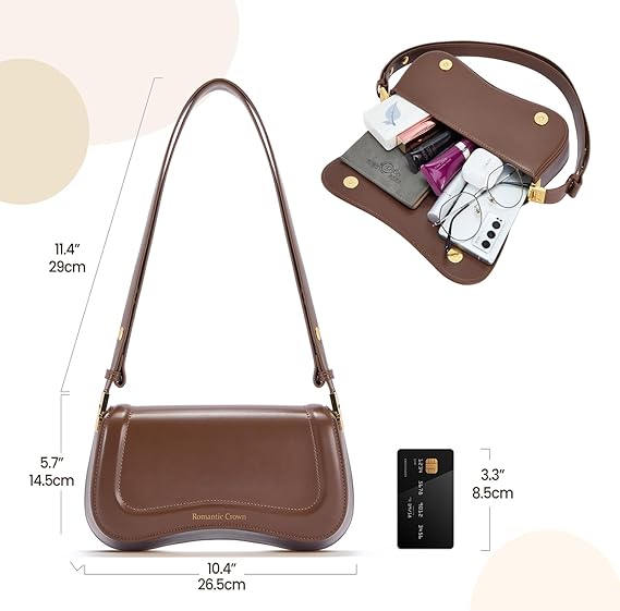 Bolsa de Ombro Feminina Romantic Crown Caramelo Elegante - Imagem 6