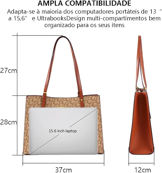 Bolsa Tote Romantic Crown Feminina Grande Estampada para Notebook e Trabalho - Imagem 9