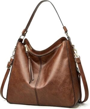 Bolsa Tote Feminina Grande URQUEEN Marrom em Couro PU com Alça Transversal Removível