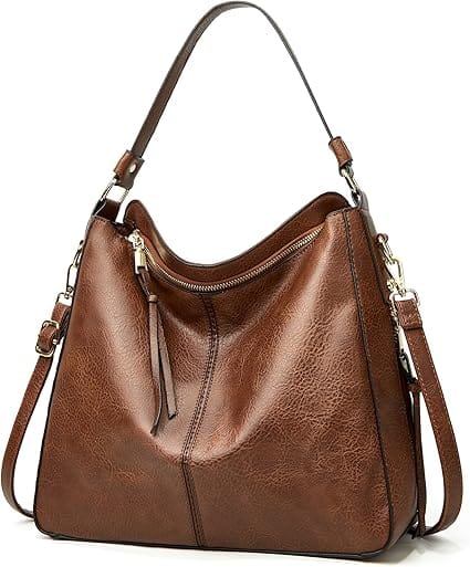 Bolsa Tote Feminina Grande URQUEEN Marrom em Couro PU com Alça Transversal Removível