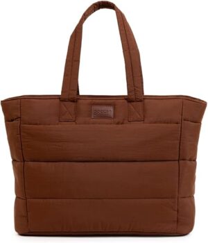 Bolsa Tote Puffer Gocase marrom feminina para notebook 35,5 cm