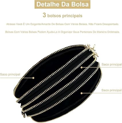 Bolsa Transversal Feminina ALTOMEX em Couro Vegano com 3 Compartimentos e Alça Ajustável - Imagem 4