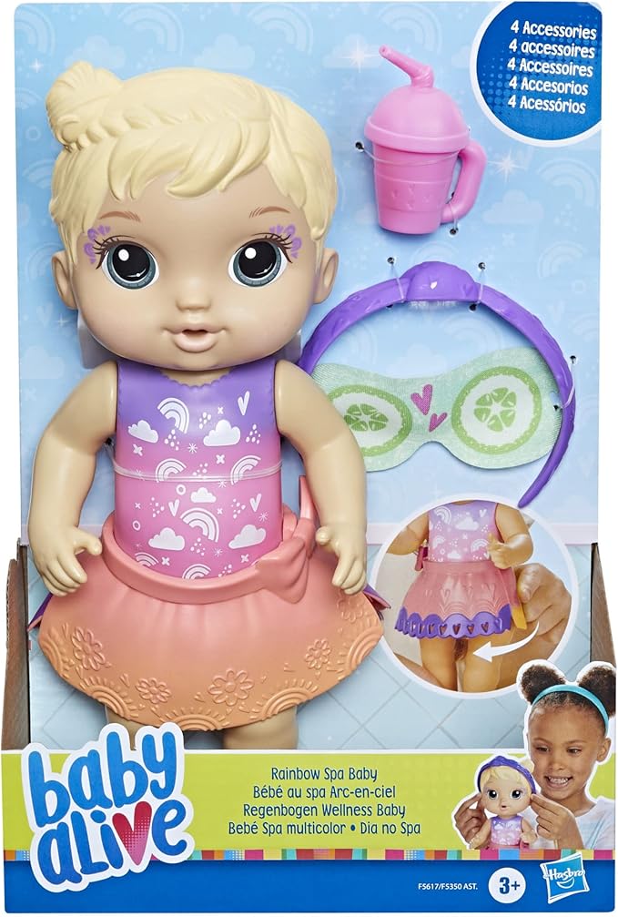 Boneca Baby Alive Cabelos Loiros Dia no Spa com Máscara e Mamadeira 22,5 cm Hasbro - Imagem 6