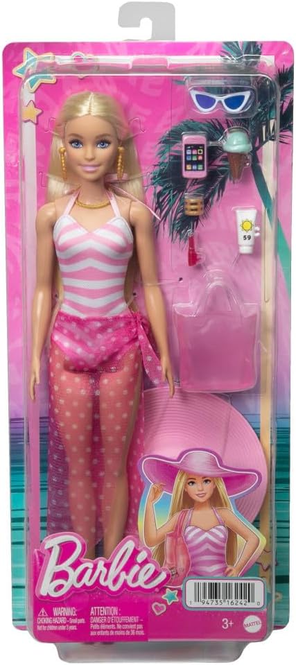 Boneca Barbie Fashion & Beauty Dia de Praia com Acessórios Mattel para Crianças a partir de 3 Anos - Imagem 3