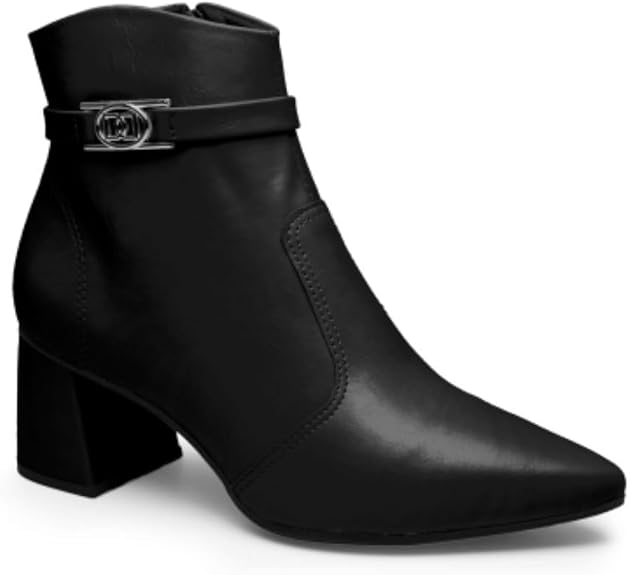 Bota Feminina Bico Fino Conforto Dakota D2751 Preta Cano Curto Salto Bloco - Imagem 4