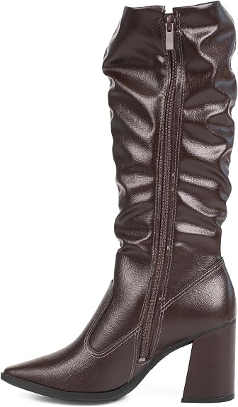 Bota Feminina Dakota Cano Alto marrom com salto bloco elegante