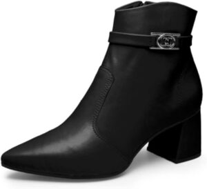 Bota Feminina Bico Fino Conforto Dakota preta com salto bloco e design elegante