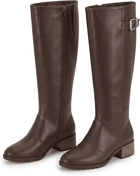 Bota Feminina Cano Longo Beira Rio marrom com salto baixo e estilo montaria