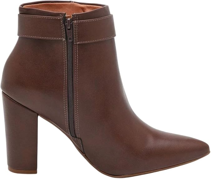Bota Feminina Cano Curto Salto Grosso Alto Bico Fino Vizzano Burgundy: sofisticação, elegância e estilo para os dias frios - Imagem 3