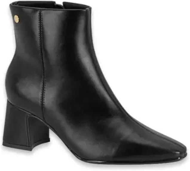 Bota Feminina Vizzano Napa Genebra preta cano curto com salto bloco e bico fino