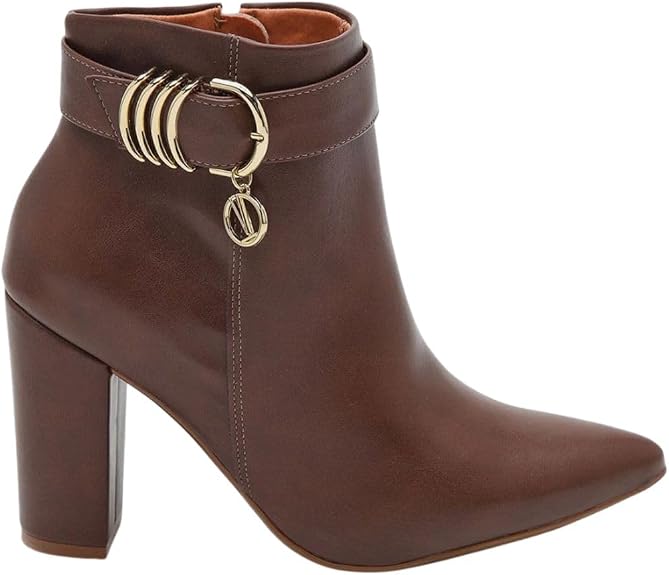 Bota Feminina Cano Curto Salto Grosso Alto Bico Fino Vizzano Burgundy: sofisticação, elegância e estilo para os dias frios - Imagem 4